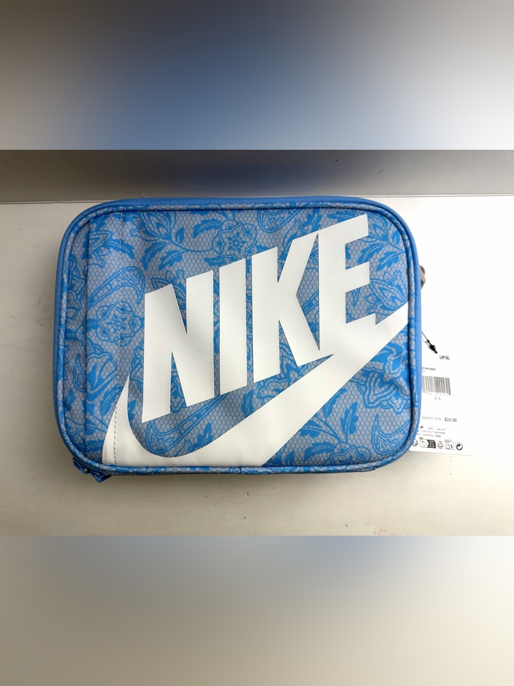 Nike Hard Shell Lunch Box 4L Blue Floral Insulated Lunch Bag NWT